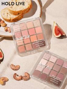 HOLD LIVE 16-Color Eyeshadow Palette, Matte & Shimmer Shades Including Peach, Melon, Blue, Blush