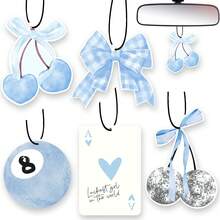 5pcs Car Air Freshener Cute Blue Bow Cherry Conquette Automotive Accessories Car Interior Hanging Scents Decor For Women Teen Girls - BlueBow - Xem 1