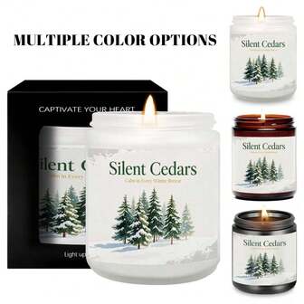 1PC Cedar Scented Glass Jar Candle Soy Wax Candle,Perfect Autumn Thanksgiving Christmas Weddings Holiday Gift For Women Mom Sister Wife Home Decor Products, Christmas Decorations, Christmas Gifts
