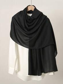 1 件女士波西米亚风格纯色印花围巾，时尚缎面丝绸面头巾，防晒度假空调防风披肩 - 彩色 - 查看 14