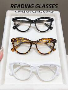 3pcs PC (Polycarbonate) Women's Cat Eye Frame Reading Glasses, Y2K Casual Daily Fashion Essential For Reading And Using Smartphones - White - View 2