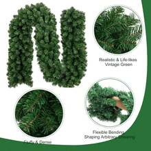 Świąteczna girlanda sosnowa, luksusowa, wiecznie zielona girlanda świąteczna do dekoracji wnętrz i na zewnątrz, ozdoby świąteczne na stół, kominek, do domu i biura (300 sztuk)