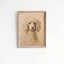 1 pièce Impression sur canevas vintage du portrait d'un caniche, esquisse rustique de chien, décoration murale à thème familial, texte en anglais, plaque murale pour la chambre, cadeau idéal pour les amateurs d'animaux de compagnie