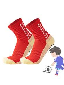 1/5 Pairs Kids/Teens Sports Socks, Colorblock Football/Basketball/Cycling Crew Socks, Non-Slip Athletic Socks