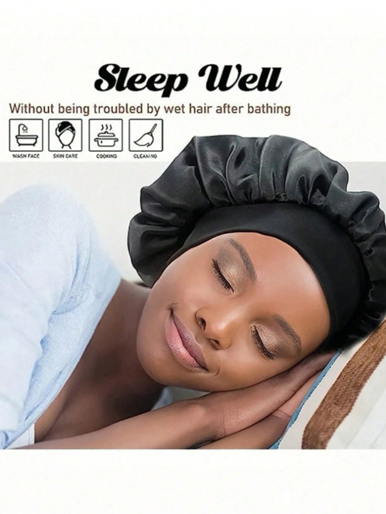 قبعة نوم من الحرير 2 قطعة/1 قطعة، قبعة شعر من السا...