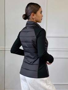 Livesso 女式立领修身夹棉大衣 冬季 - 黑色 - 查看 6