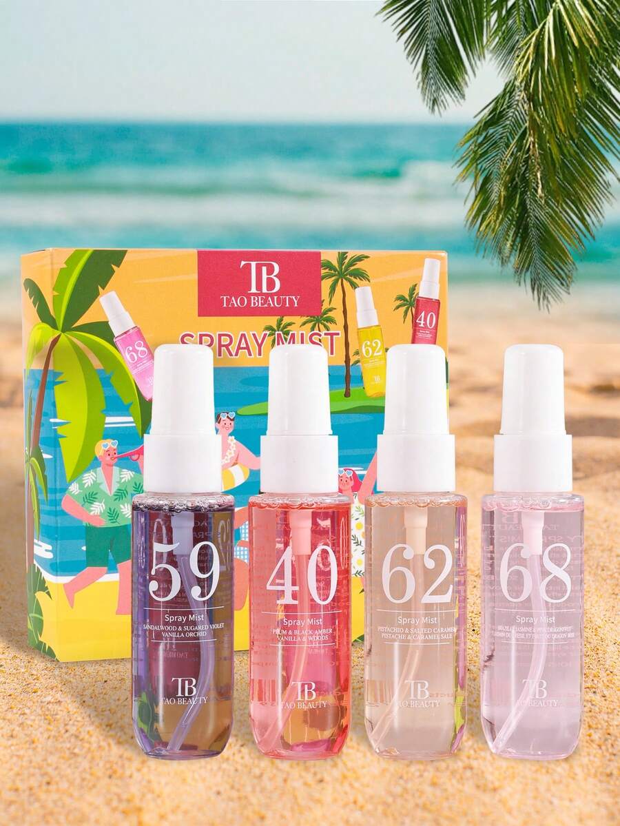 1 Stück/4 Stücke 40ml Brasilianische Kollektion Duftspray mit Geschenkbox, limitierte Auflage Raumduft für Innen- und Außenbereich, vielschichtiger, erhöhter Zustand der Glückseligkeit Spray mit langanhaltend frischer, charmanter natürlicher Essenz, die eleganten Janeiro-Vanille-Kokos-Blumen-Frucht-Zitronen-Holz-Aquatischen-Ozean-Duft für Date, Party, Treffen, Reisen, Zuhause, Hotel, Büro freisetzt, ideales Geschenk für Familie, Verwandte und Freunde