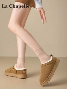 1双 La Chapelle 女士软底休闲鞋，圆头低跟平底户外通勤鞋，优雅软底徒步鞋，适合学生毕业照穿着，女士低帮皮质踝靴 - 卡其色 - 查看 7