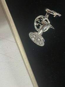 1 chiếc Hoa tai tròn Zirconia khảm siêu nhỏ thời trang mới tối giản, tinh tế, sang trọng, đa năng dành cho nữ - Hoa tai zircon hình thùng - Xem 5