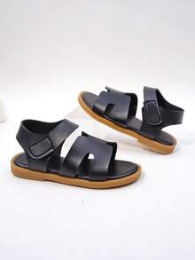1 Pair Children's Fashion Casual Cute Non-Slip Durable Outdoor Metal Buckle Sandals, Kids Beach Slippers - Black - View 6