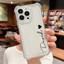 Customized Name Phone Case Compatible With IPhone 17 16 15 14 13 12 11 Pro Max Plus 17 Air Transparent Soft TPU Shockproof Personalized Cover Gifts Ideal - Clear - View 3