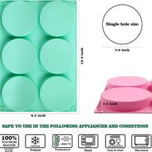 4 pouces Moule en silicone rond pour la cuisson, 1 pièce Grand moule à muffins en silicone antiadhésif, Moule de cuisson à 6 cavités pour sandwichs petit-déjeuner, hamburgers, œufs, whoopie pie