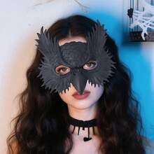 Owl Half Face Covering Halloween Headwear Animal Costume Accessories For Adults Kids - Black - View 2