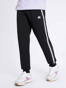 Balabala Tween Girls Thermal Lined Sports Pants 2025 Fall/Winter, Warm Activewear - Black - View 2