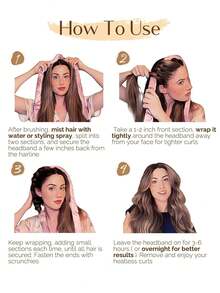 4 件套免加热卷发器，柔软丝带包裹，可隔夜卷发，包含发圈和发夹，适合所有发质，无需加热即可卷发，卷发工具，美发造型，旅行装，沙龙产品，美发师配件 - 粉色 - 查看 10