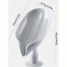 Soap Box, Soap Shelf Suction Cup, Wall-Mounted No-Drill Creative Draining Rack Does Not Accumulate Water, Household Storage, Leaf Shape Soap Dish With Drain, Suction Soap Holder Tray For Bathroom Accessories, Soap Container, Bathroom Storage And Organization Home Bathroom Decor Back To School - 灰色 - 查看 2