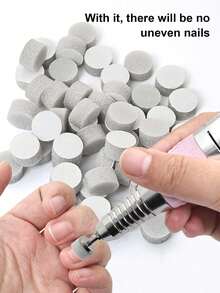 50pcs 10mm Grey Sponge Sanding Discs, 50pcs 10mm Bearing Grey Sanding Discs, 10mm Hollow Water Drop Bearing, 10mm Polishing Discs, Nail Art Tools, Professional Manicurist Essential, Portable And Travel-Friendly