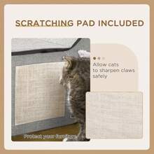 PawHut Cat Bed For Indoor, Large Cat House With Soft Cushion, Scratching Pad, Dangling Ball, Kitten Condo Hideaway With Dual Entrances, Grey - Grey - View 3