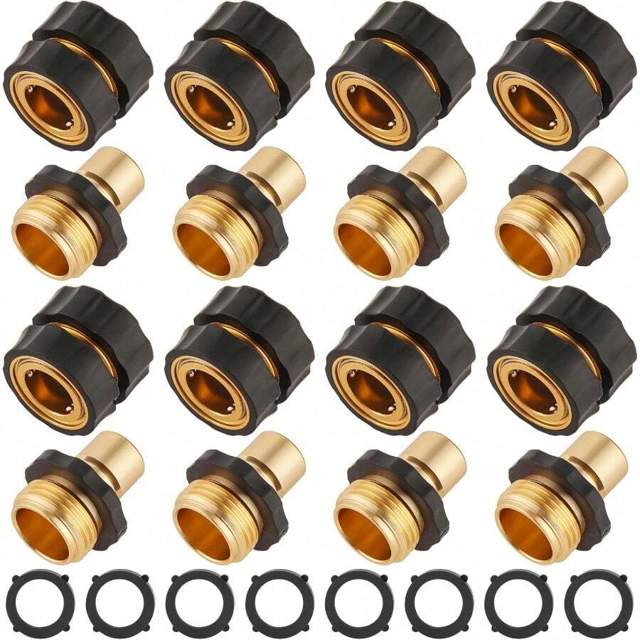 8 Set Quick Connect Hose Fittings For Garden Hose Quick Connector With Gasket 3/4 Inch GHT Male And Female Attachment Quick Release Water Hose Adapter - 8 Bộ - Xem 1