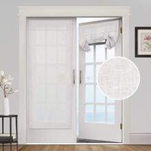 PRINCEDECO 2 Panels  Natural Linen Door Curtain Light Filtering Front Door Curtain Sliding Door Curtains Privacy Assured Room Darkening Curtains For French Door Tie Up Shade - White-nEW - View 9