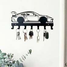 Soporte de llaves de coche de metal estilo industrial para montaje en pared con fácil instalación, ganchos de llaves automotrices negros con acabado de recubrimiento duradero - Negro - Ver 2
