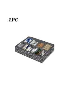 1pc - Large Capacity Bed Bottom Shoe Storage Box Transparent Packaging Storage Box Foldable Non-Woven Fabric Grid Storage Shoe Box With Lid Foldable Dustproof Storage Shoe Box - Multicolor - View 11