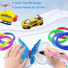 Bolígrafo de impresión 3D para niños, lápiz de color para dibujo 3D con pantalla LCD y filamento PLA, juguetes para niños, regalo de cumpleaños y Navidad. - PLA azul de 9M - Ver 3