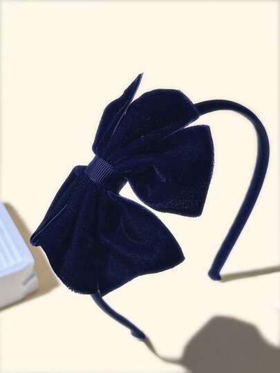 1pc Velvet Bow Headband, Children Hair Accessory For Girls, Winter