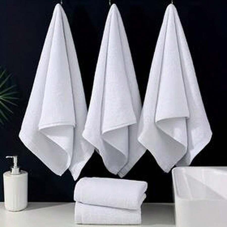 3 Peças Conjunto de Toalhas Macias, Toalhas de Rosto Brancas de Secagem Rápida, Adequadas para Banheiro, Hotel, Essenciais Ideais para Banheiro