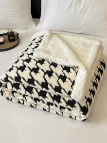 1 pieza Manta de lana de cordero mezclada, cálida y transpirable, amigable con la piel, aislamiento de doble capa, acogedora y cómoda