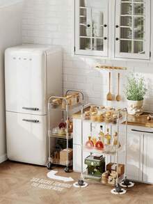 A Transparent 2/3/4/5-Layer Wheeled And Armrest-Equipped Small Trolley, Capable Of Multi-Level Storage And Organization Of Household Items And Miscellaneous Items Such As Snacks And Small Notebooks - Multicolor - View 7