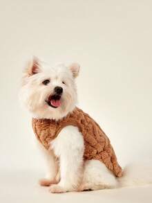 PETSIN 宠物服装。厚实温暖的毛绒背心，适合小型犬和猫在冬季穿着。可以在户外快乐玩耍的狗狗服装。 - 卡其色 - 查看 5