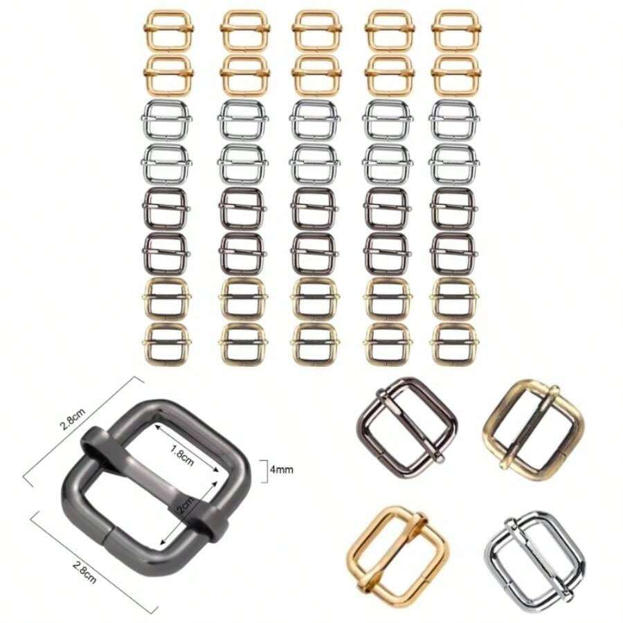 Adjustable Slide Buckles, Metal Ring Webbing Belts Tri - Glide Rectangle Suspender Strap Slider - 3/4 inch - Xem 1