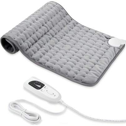 Almohadilla Eléctrica de Calefacción Para Espalda, Hombros, Abdomen, Piernas, Brazos, Almohadilla Eléctrica de Calor Rápido con Ajustes de Calor, Apagado Automático (Gris Plateado, 60*30CM)