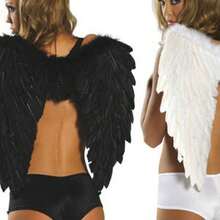 2件天使翅膀天然羽毛手工翅膀节日派对表演装饰道具模特走秀翅膀拍照道具万圣节圣诞装饰 - 彩色 - 查看 8