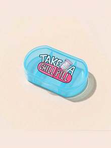 1 Oval Pill Box With Printed Letters And Purple Medicine Bottle Pattern, Three Compartment Portable Pill Storage Box, Mini Storage Box, Portable Jewelry And Medicine Box, Personalized Creative Gift With Letter Logo, Suitable For Travel, Outdoor Activities, Bags, Pockets, Unique Design Decorative Travel Storage Box, Medicine Storage Box