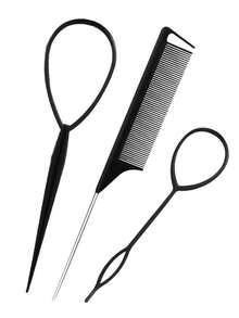 3 Pieces Set Of Steel Needles, Pick Dye, Pointed Tail Comb, Hair Pulling Needle, Hair Cutting Tool, Hair Styling Mouse Tail Comb Set, Essential Tools For Hair Styling, Hair Styling Kit, Hair Tool Kit, Hairstyling Set, Hair Accessories,Travel Essentials,Travel Essential,Hairstyle,Hairdressing,Hair,Travel,Hair Products,Hair Tools,Hair Stuff,Barber,Barber Accessories,Barbershop,Hairdressing Equipment