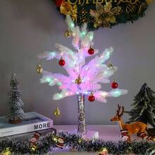 1pc White LED Christmas Tree Light, Christmas Tree Decoration Light, With Red Round Balls, Candy And Cane Pendants, Warm White And Colorful Luminous Indoor Tree Decoration, Suitable For Bedroom, Living Room, Wedding, Holiday, Christmas, Party Decoration, Christmas Tree And Christmas Home Decoration, Fairy Light Christmas Tree Light - Multicolor - View 5