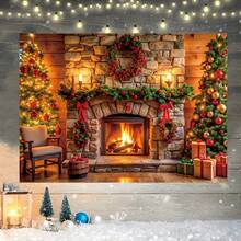 1 tấm phông nền tiệc theo chủ đề Giáng sinh, gồm lò sưởi, cây thông Noel, vòng hoa và họa tiết quà tặng. Lý tưởng để trang trí tiệc lễ hội và làm banner chụp ảnh. Chất liệu vinyl. - Nhiều màu - Xem 3