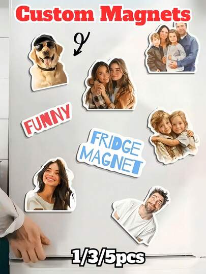 1/3/5PCS-Customized Photo Fridge Magnets, 3-5inhc Magnetic Refrigerator Magnets, Personalized Shaped Refrigerator Magnets, Customizable Personalized Creative Refrigerator Magnets, Home Decoration, Souvenir Gifts, Turn Family Happy Moments Into Refrigerator Magnets, Customized Face And Fridge Magnets, Creative Funny Fridge Magnets,