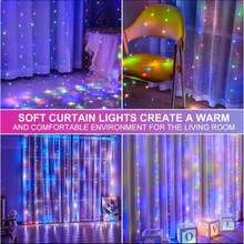 1pc 100/200/300 LED Curtain Lights, USB Hanging Fairy Lights String, Remote Control, 8 Lighting Modes, Suitable For Wedding, Birthday, Christmas, Party, Bedroom Backdrop, Indoor Home And Holiday Decoration, Available In White, Warm White And Multi-Color - 彩色 - 查看 6