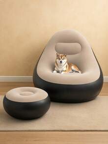 1 Stück tragbarer Relaxsessel, (1 Sofa + 1 Fußablage) wasserdichtes und auslaufsicheres Design - ideal für Garten, Strand, Reisen, Camping, Picknick, Musikfestival, praktisch für den Außenbereich (Pumpe nicht enthalten)