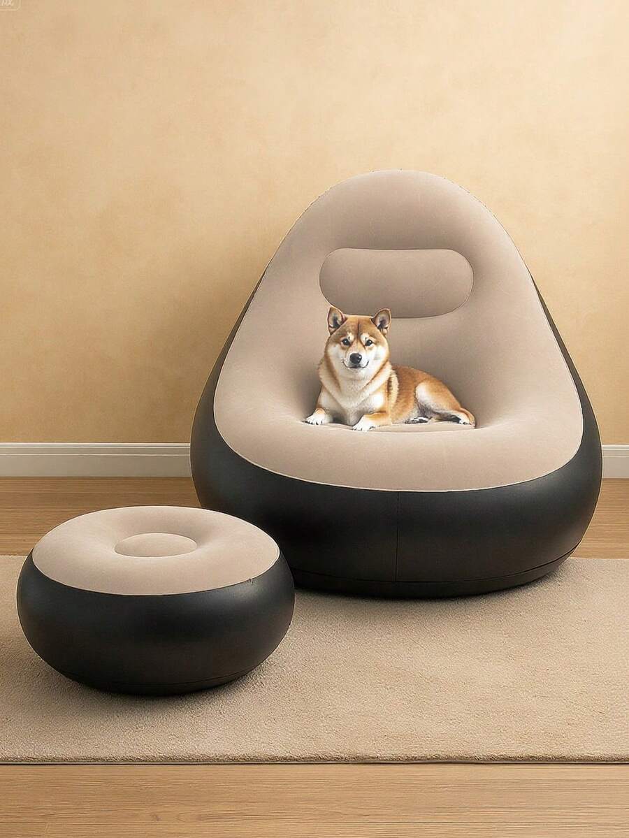 1 Stück tragbarer Relaxsessel, (1 Sofa + 1 Fußablage) wasserdichtes und auslaufsicheres Design - ideal für Garten, Strand, Reisen, Camping, Picknick, Musikfestival, praktisch für den Außenbereich (Pumpe nicht enthalten)