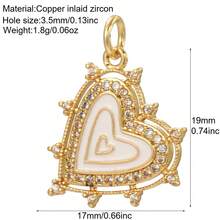 1pc Multi-Color Enamel Copper Heart Shaped Pendant, Delicate & Compact, Handmade DIY Necklace, Bracelet, Earring Jewelry Pendant, Suitable As Thanksgiving Gift