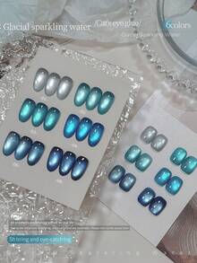 XEIJAYI 6支/套 15ml 蓝色系列猫眼凝胶指甲油套装，半永久美甲沙龙 UV LED DIY 美甲凝胶 - 彩色 - 查看 3