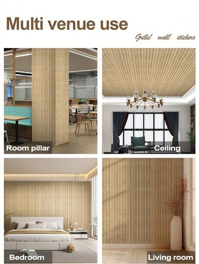 1roll Wood Wand Panel Peel Stick 40*300CM/15.7x118 In |,Wallpaper Roll,Wall Paper,Wallpaper Stick,Peel Panels,Stick On Wallpaper, Bruin ative Slat Wallpaper Living Room, Self Adhesive Covering Panels Cabinets view 8