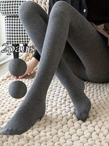 1件装女士竖条纹保暖高腰连裤袜，加厚保暖，适合秋冬季节穿着，舒适保暖 - 彩色 - 查看 18