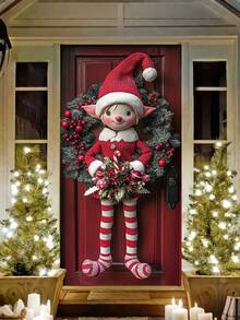 1 زينة عيد الميلاد معلقة من البوليستر الحديثة، مقاس 35.4 * 70.8 بوصة، ديكور للأعياد للاستخدام الداخلي والخارجي، لا تحتاج إلى طاقة، ديكور عيد الميلاد