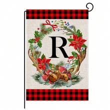 1pc, Christmas Family Monogram Last Name Monogram Letter Garden Flag 12x18 Inch Double Sided, Christmas Decorations For Winter Holiday Farmhouse Rustic Pasture Porch Decoration(ONLY FLAG)