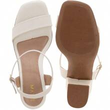 Women's Sandals Block Heel High Heel Elegant Party Synthetic Rubber Buckle Party - trắng - Xem 3